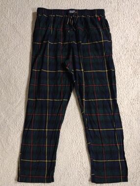 Polo Ralph Lauren Navy Green Yellow Red Plaid Pajama Bottoms Pants Sleepwear